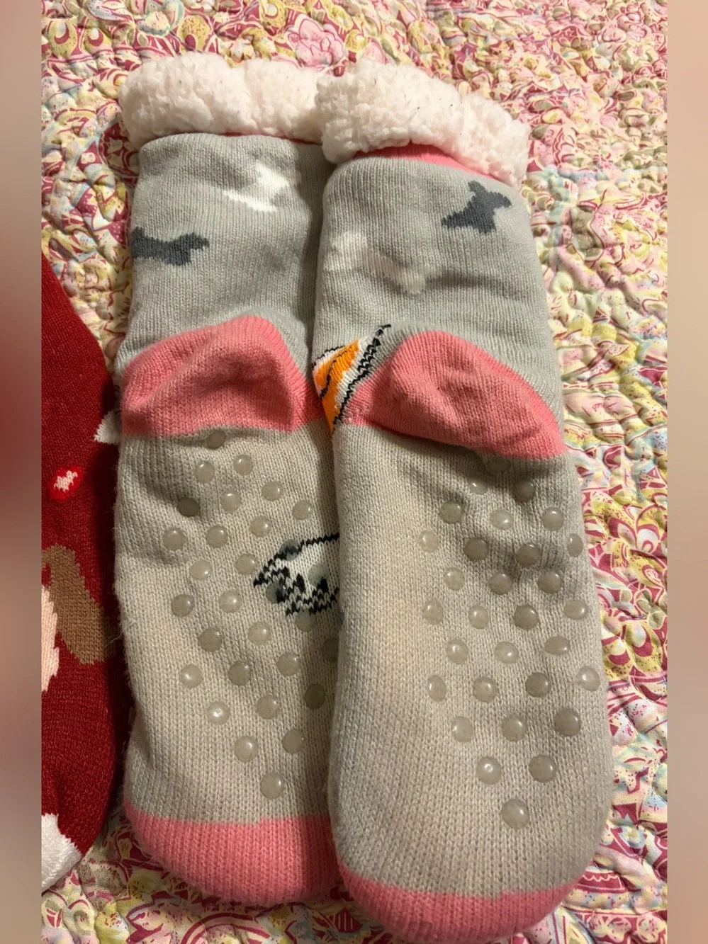 Ladies Sherpa Dog Themed Cozy Socks in Red, Gray, Pink *2 Pair*
